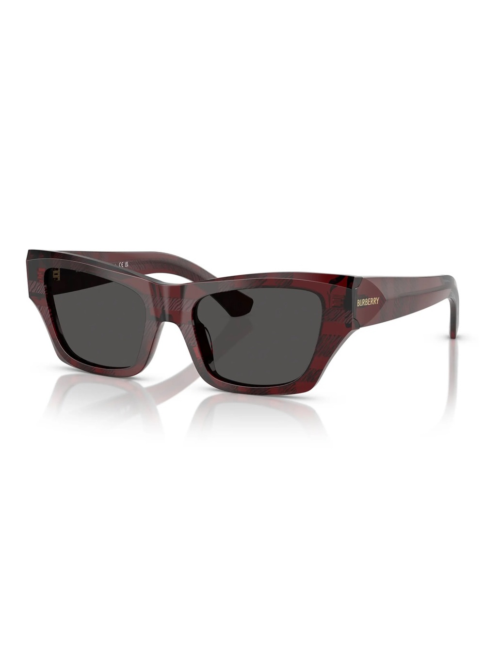 Burberry Burgundy Plaid Cat-Eye Women's Sunglasses